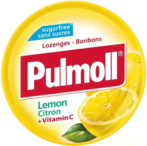 Льодяники без цукру з лимоном та м'ятою і вітаміном С Pulmoll